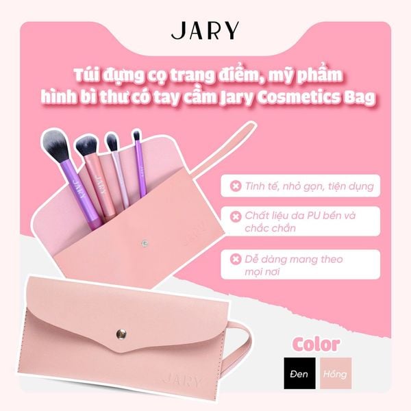 TÚI ĐỰNG CỌ TRANG ĐIỂM, MỸ PHẨM HÌNH BÌ THƯ CÓ TAY CẦM JARY COSMETICS BAG