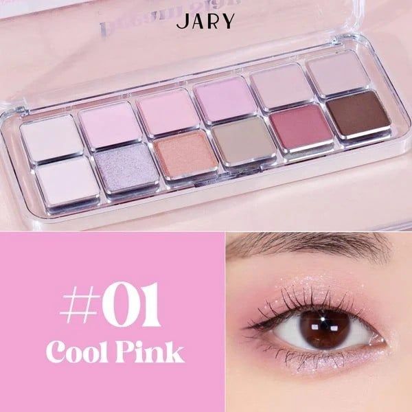 đánh phấn mắt lâu trôi với bảng phấn 12 ô Jary màu 01