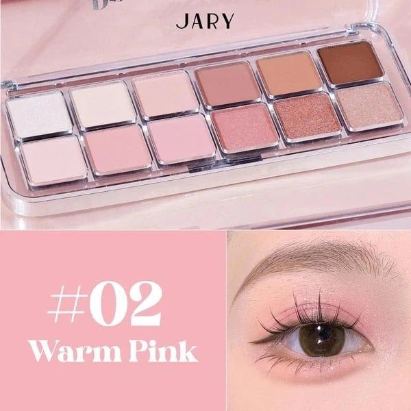 đánh phấn mắt lâu trôi với bảng phấn mắt 12 ô Jary màu 02