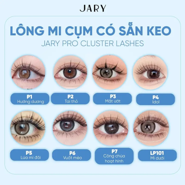 chọn lông mi giả sẵn keo Jary Pro Cluster Lashes