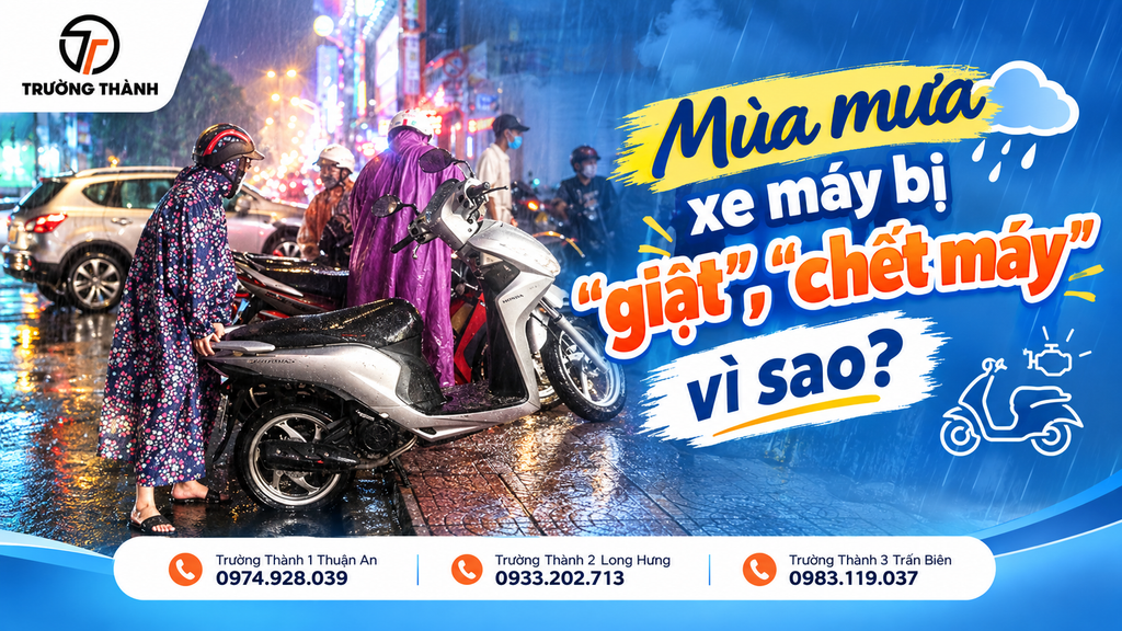 Xe máy cứ gặp mưa là chết máy, hụt ga. Nguyên nhân do đâu?