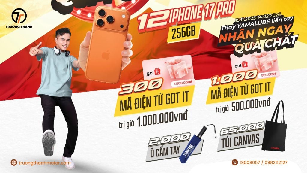 Chương trình khuyến mại thay nhớt Yamalube nhận quà hấp dẫn tại Trường Thành Motor