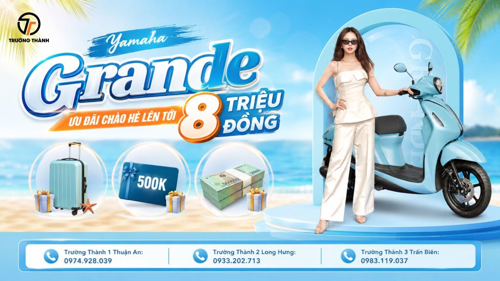 Tặng đến 8 triệu tiền mặt khi mua Yamaha Grande tại Trường Thành Motor