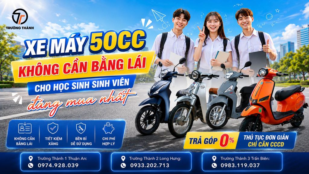 Xe máy 50cc không cần bằng lái cho học sinh sinh viên đáng mua nhất