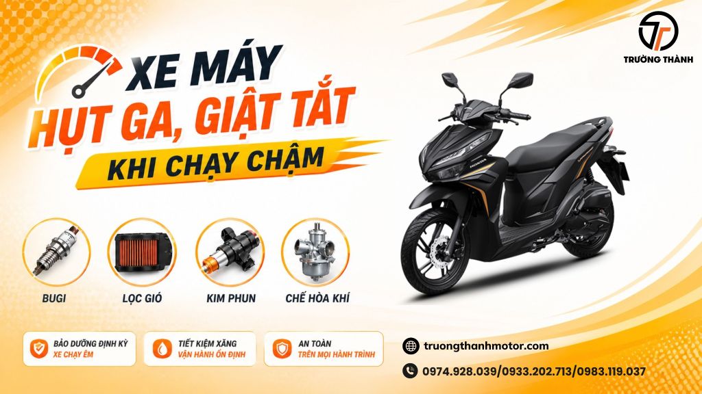 Xe máy bị hụt ga, giật tắt khi chạy chậm: Nguyên nhân và cách khắc phục hiệu quả
