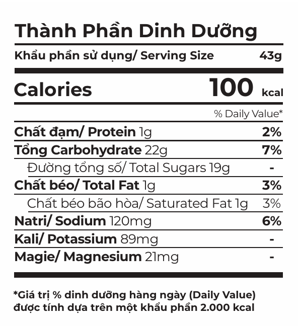 thành phần dinh dưỡng gel cà phê cacao Lecka