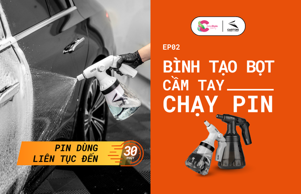 Bình tạo bọt cầm tay chạy pin Carton Super Dry Foam Sprayer 1.5L, giải pháp rửa xe hiện đại không cần bơm tay