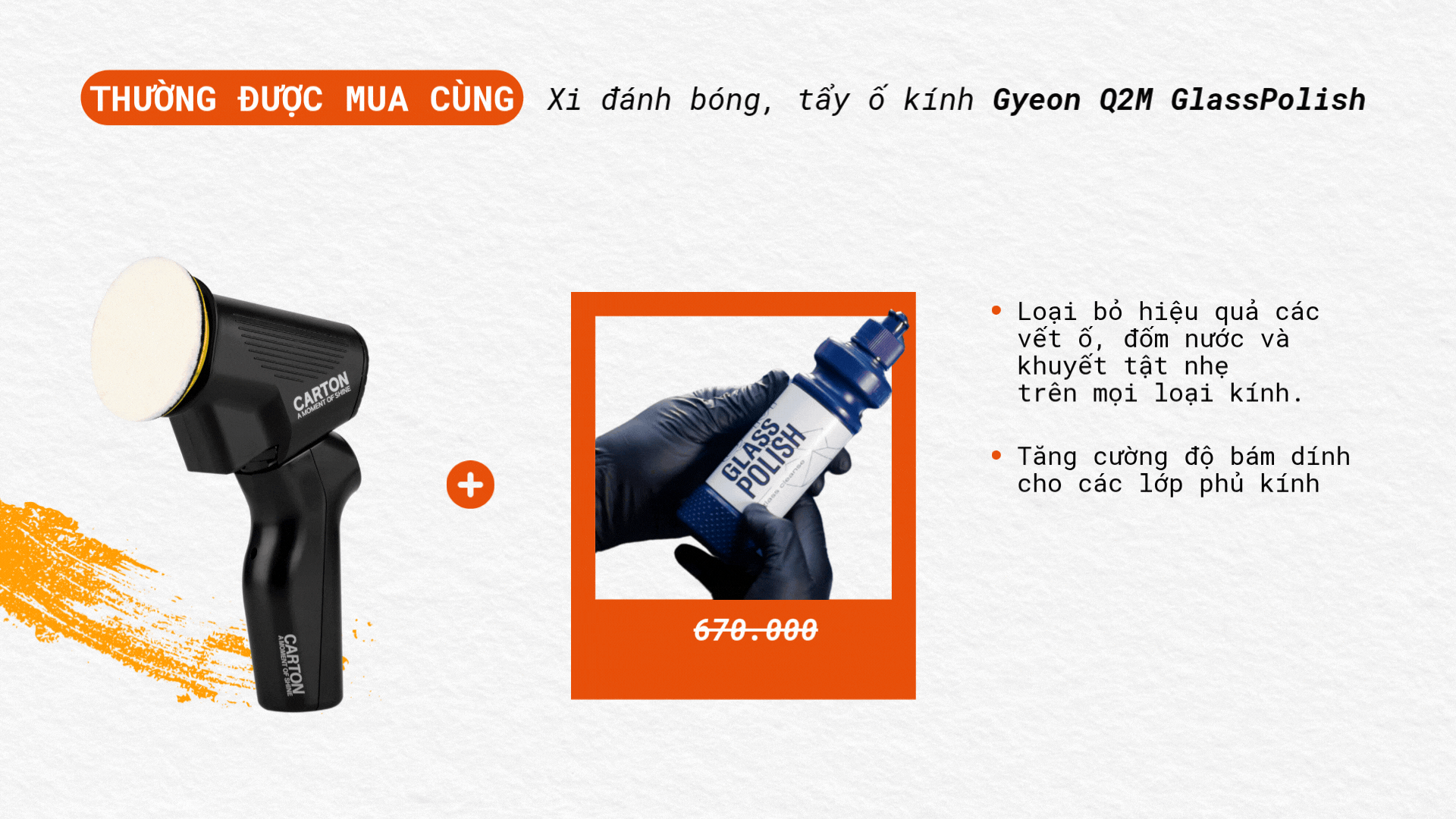 combo máy đánh bóng và xi tẩy ố kính