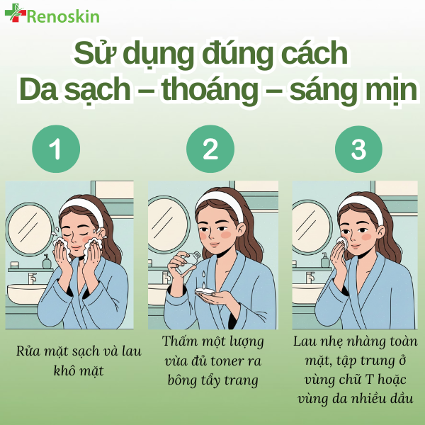 Hướng dẫn sử dụng Control Toner Renoskin cho da dầu, da mụn và da lỗ chân lông to