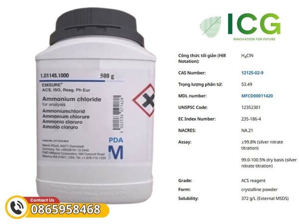 Ammonium chloride for analysis EMSURE® ACS, ISO, Reag. Ph Eur