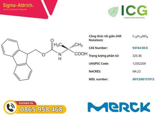 Fmoc-Aib-OH Novabiochem Merck CAS 94744-50-0 99.0% (HPLC)