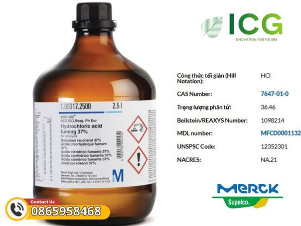 Hydrochloric acid fuming 37% Merck EMSURE | HCL CAS 7647-01-0