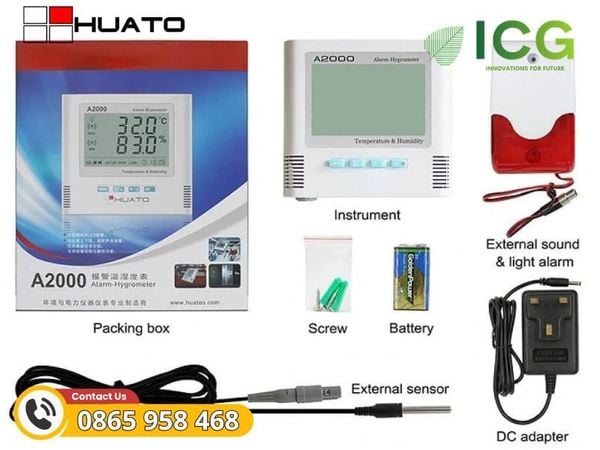 Đồng hồ đo nhiệt độ và độ ẩm HUATO A2000-TH