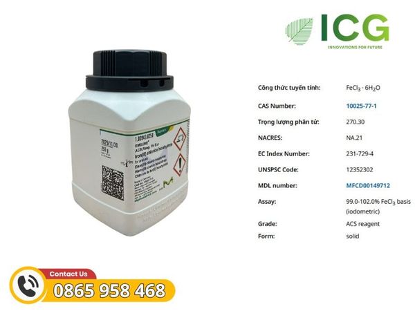 Iron(III) chloride hexahydrate EMSURE – Hóa chất chuẩn Merck CAS 10025-77-1