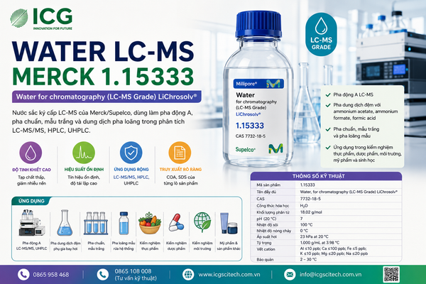 Water LC-MS Merck 1.15333 nước LC-MS LiChrosolv dùng làm pha động A LC-MS