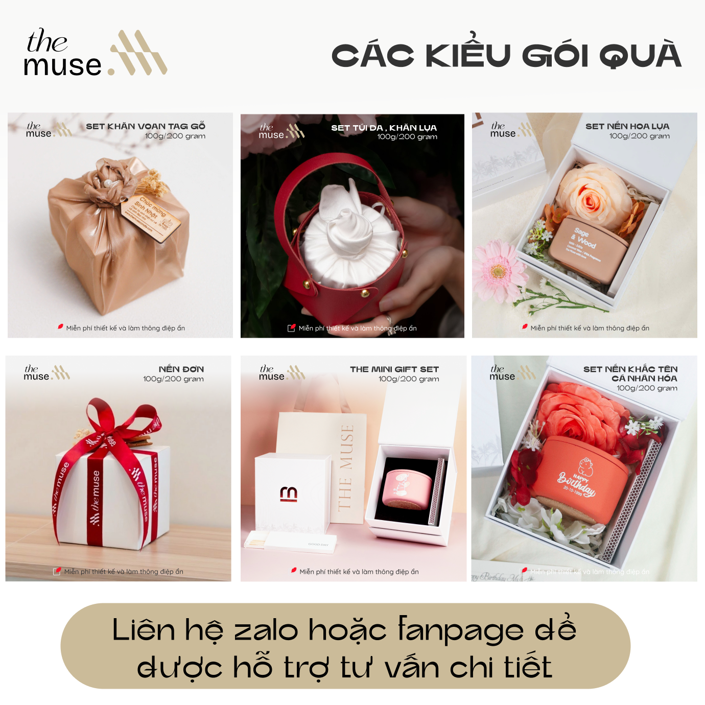 Set nến cưới 2 nến 100g họp minimal - Các kiểu gói quà