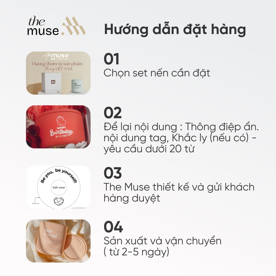 Set nến cưới 2 nến 100g họp minimal - Hướng dẫn đặt hàng