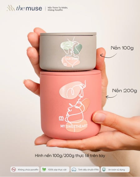 Set nến cưới 2 nến 100g họp minimal - So sánh size nến thực tế