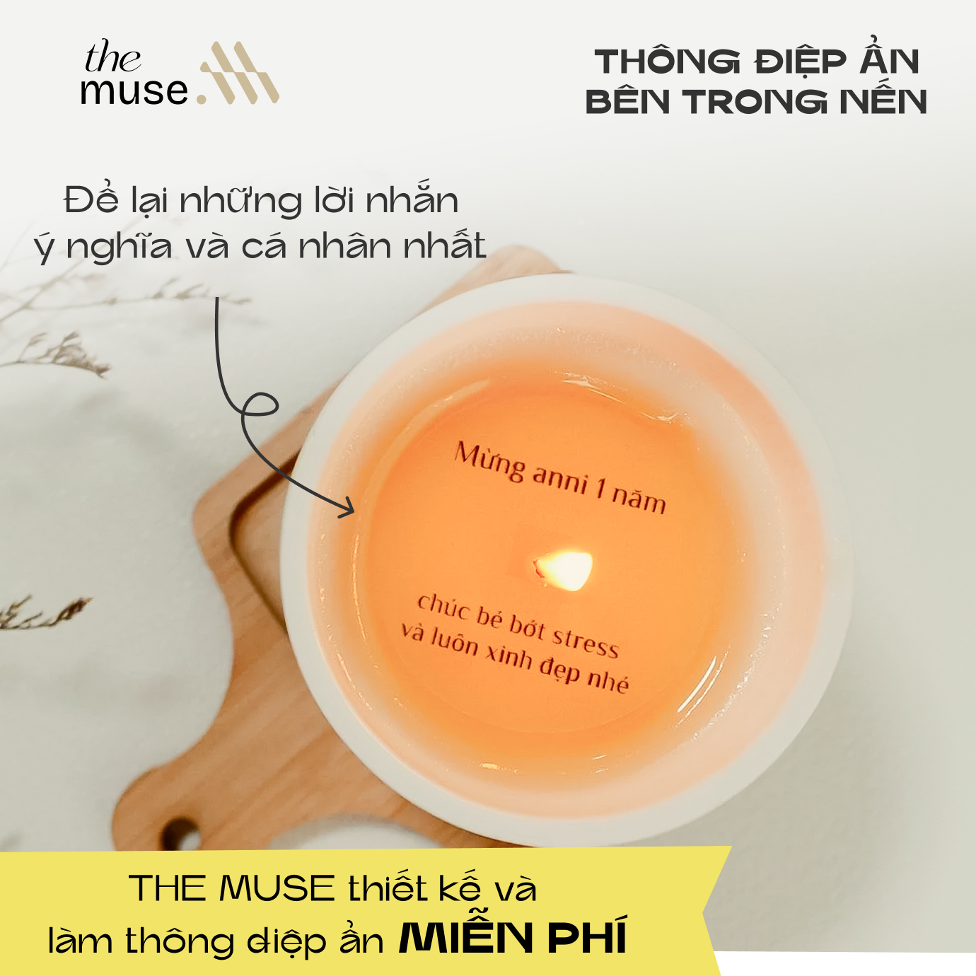 Set nến cưới 2 nến 100g họp minimal - Thông điệp ẩn miễn phí