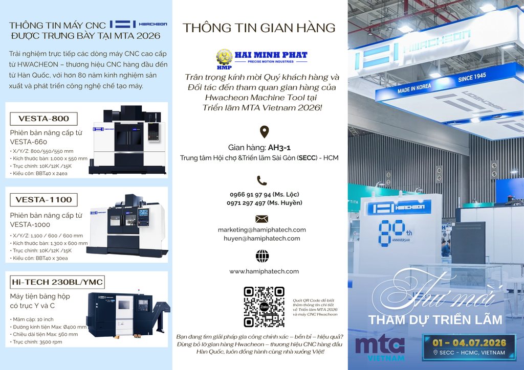 THƯ MỜI QUÝ KHÁCH HÀNG THAM QUAN GIAN HÀNG HWACHEON TẠI TRIỂN LÃM MTA HCM 2026