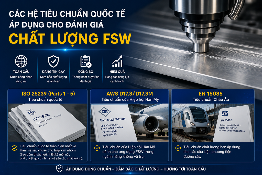 Các hệ tiêu chuẩn quốc tế áp dụng cho đánh giá chất lượng mối hàn khuấy FSW