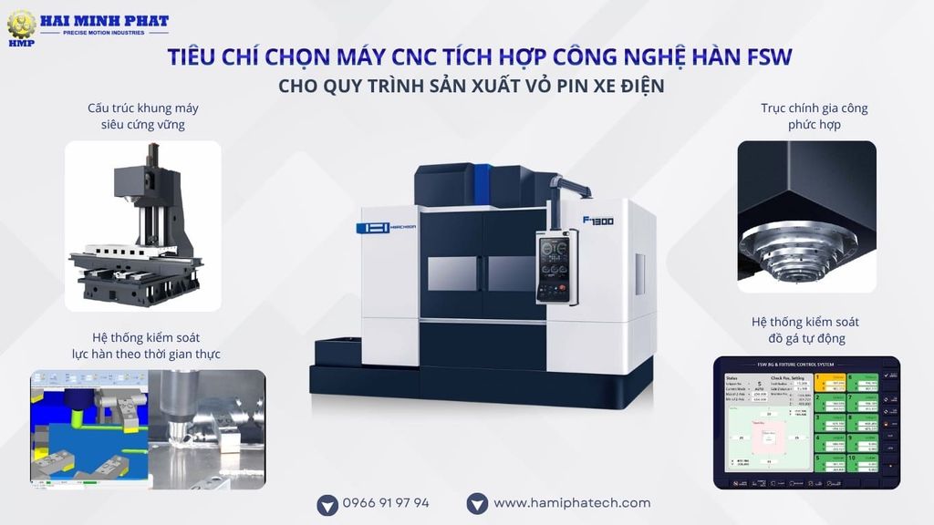 Tiêu chí chọn máy CNC tích hợp công nghệ hàn FSW cho quy trình sản xuất vỏ pin xe điện