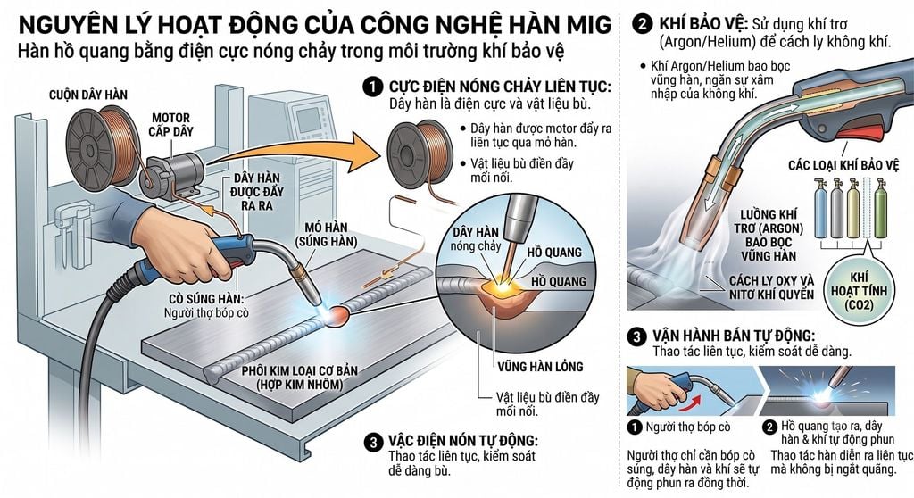 Nguyên lý hoạt động của hàn MIG