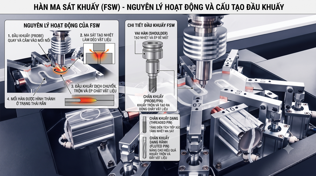 Nguyên lý hoạt động của công nghệ hàn ma sát khuấy fsw