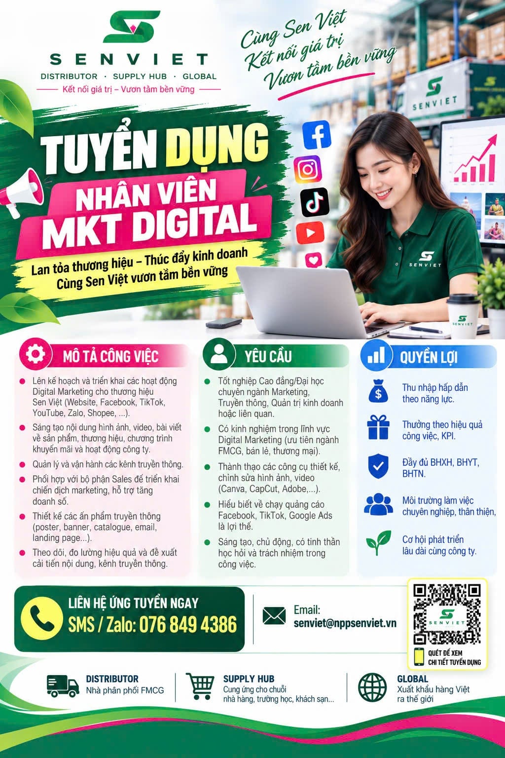SEN VIỆT TUYỂN DỤNG – NHÂN VIÊN MKT DIGITAL