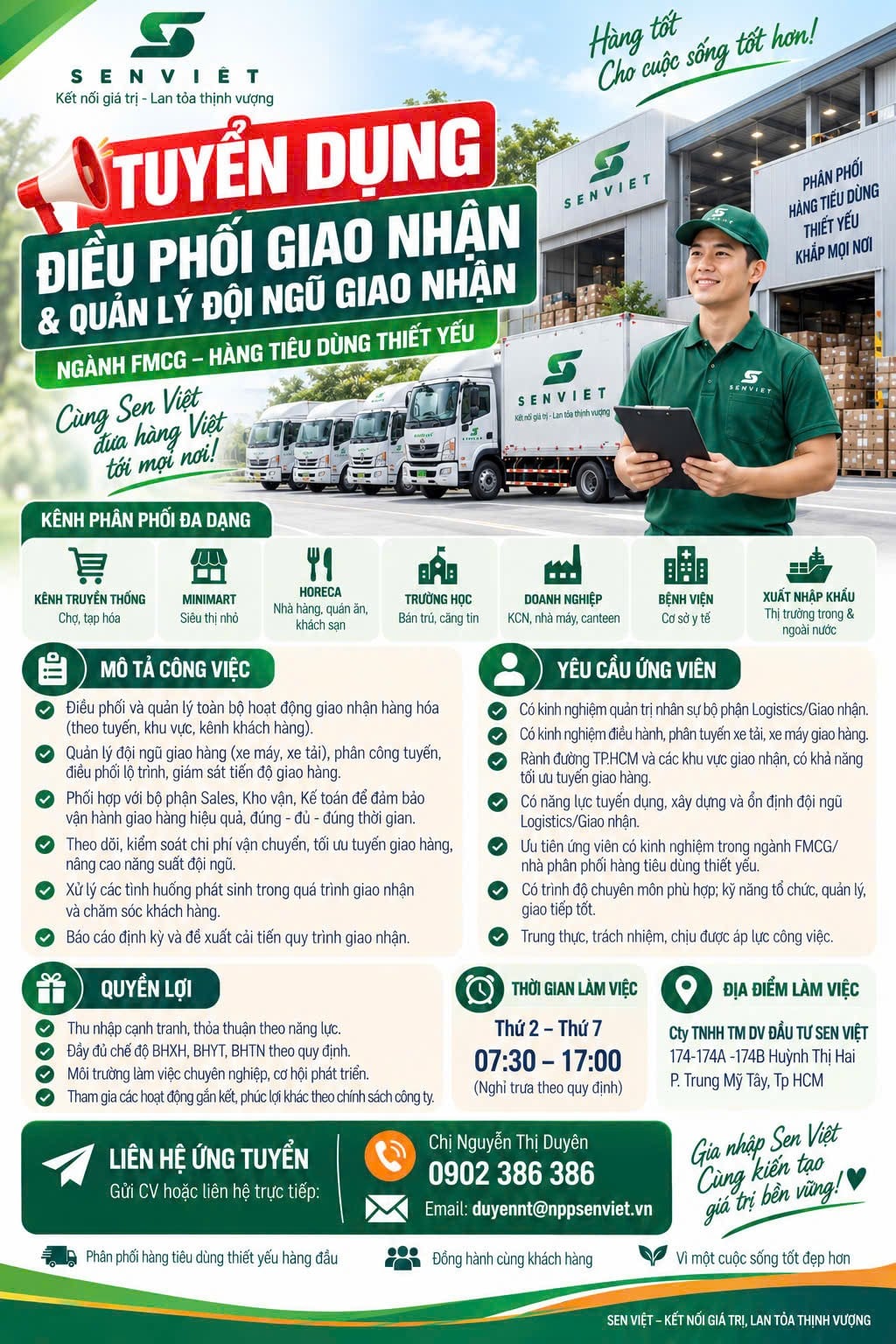 TUYỂN DỤNG ĐIỀU PHỐI GIAO NHẬN & QUẢN LÝ ĐỘI NGŨ GIAO NHẬN