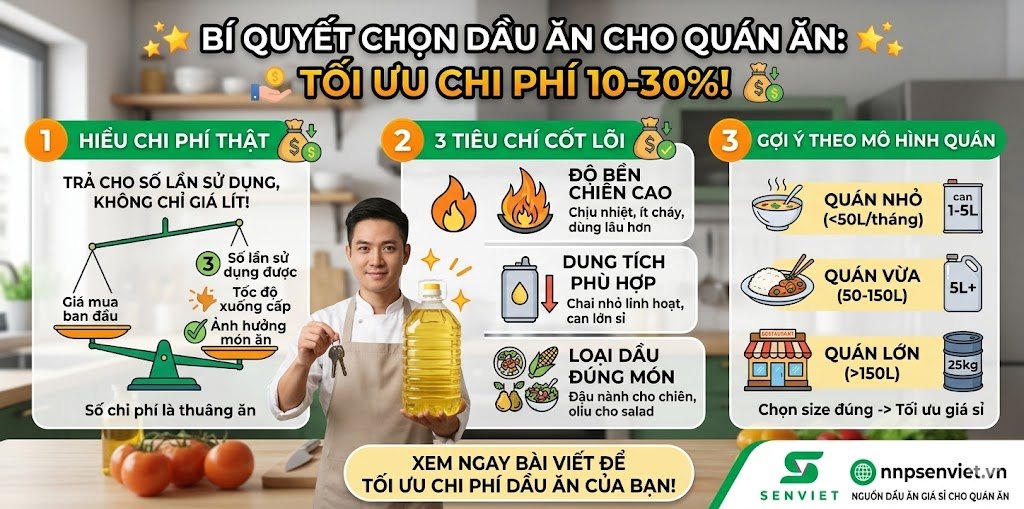 Dầu ăn cho quán ăn: chọn loại nào tối ưu chi phí?