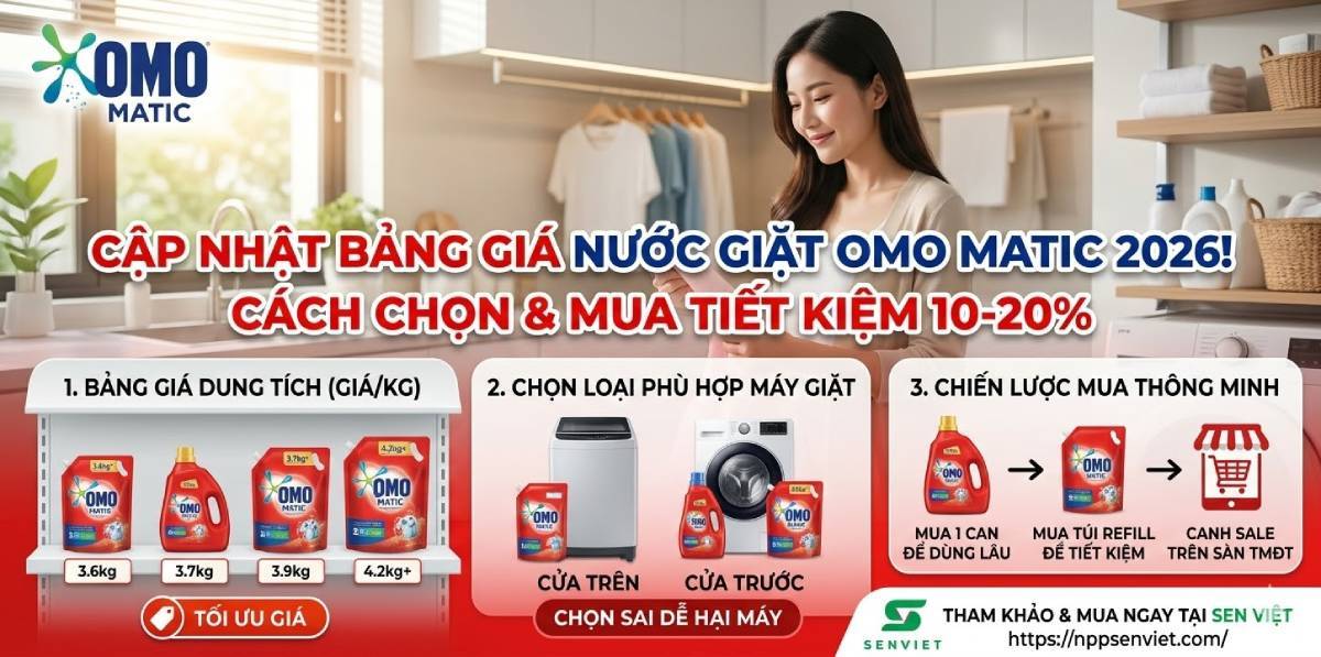 Nước giặt OMO Matic giá bao nhiêu? Cập nhật mới nhất 2026