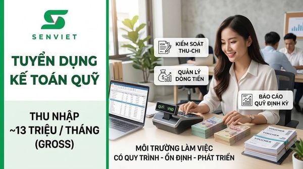 TUYỂN DỤNG KẾ TOÁN QUỸ TẠI SEN VIỆT (GÒ VẤP – QUẬN 12, TP.HCM) | THU NHẬP 13TRIỆU