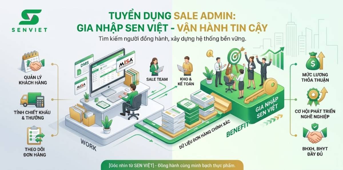 Tuyển dụng Nhân viên Sale Admin ngành FMCG tại Sen Việt