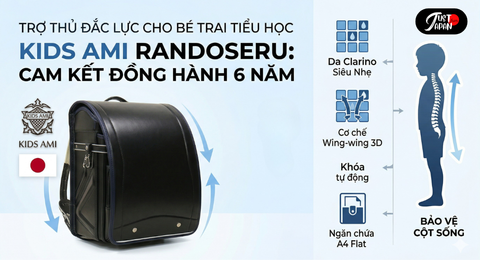 Mua Balo Chống Gù Nhật Randoseru Kids Ami Cho Bé Trai Tiểu Học
