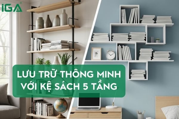 Giải pháp lưu trữ thông minh cho không gian nhỏ với kệ sách 5 tầng đẹp