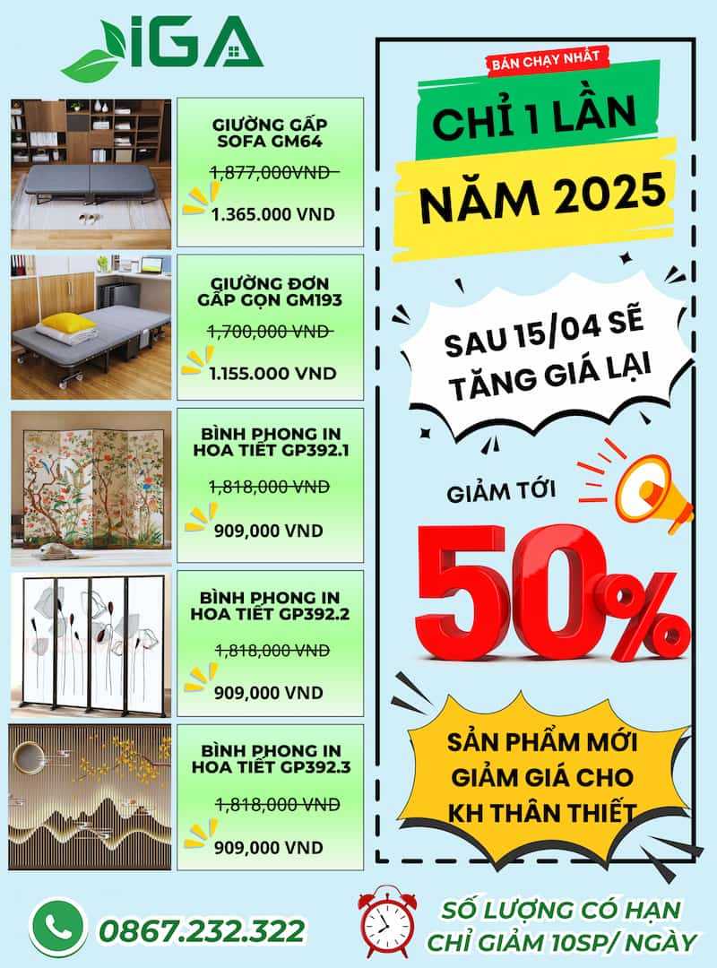 [Duy nhất trong năm] IGA giảm giá kịch sàn Best seller & ra mắt bình phong - Chỉ đến 15/04!