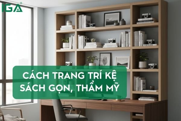 Cách trang trí kệ sách gọn gàng có thẩm mỹ