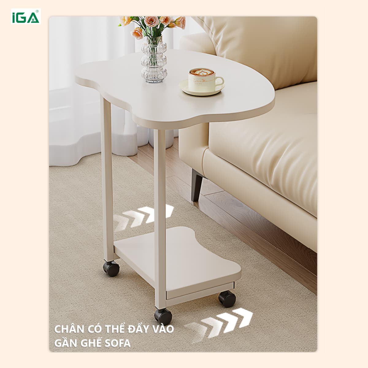 Bàn trà có bánh xe di động