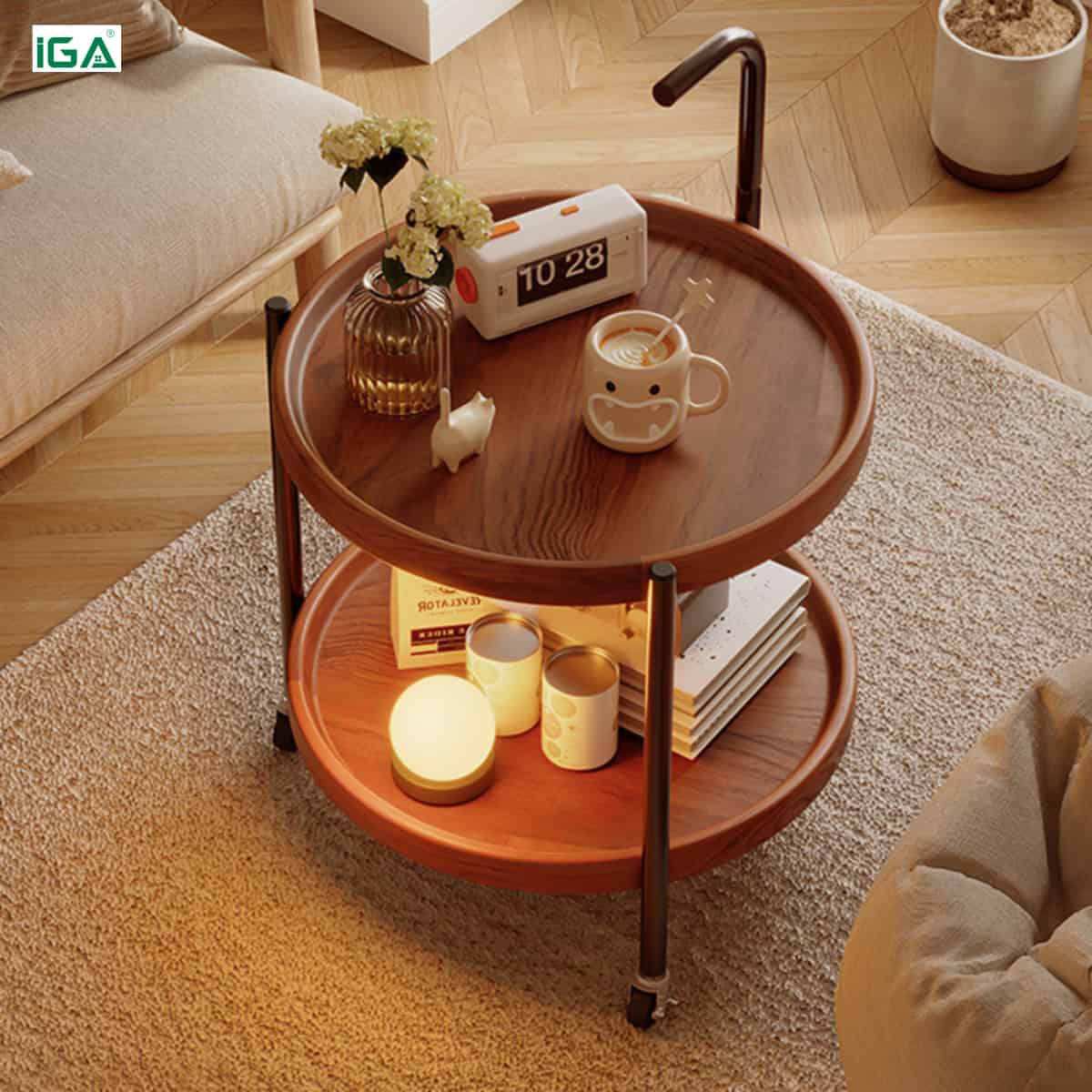 Bàn trà tròn 2 tầng đa năng