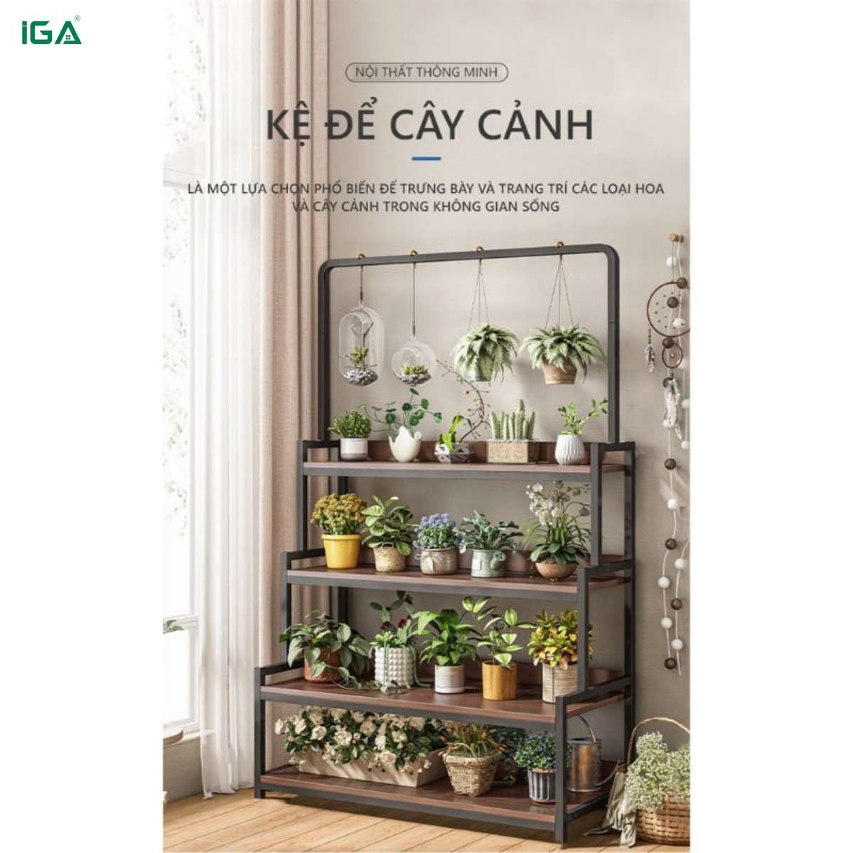 Giá kệ trưng bày cây cảnh phòng khách - GM12