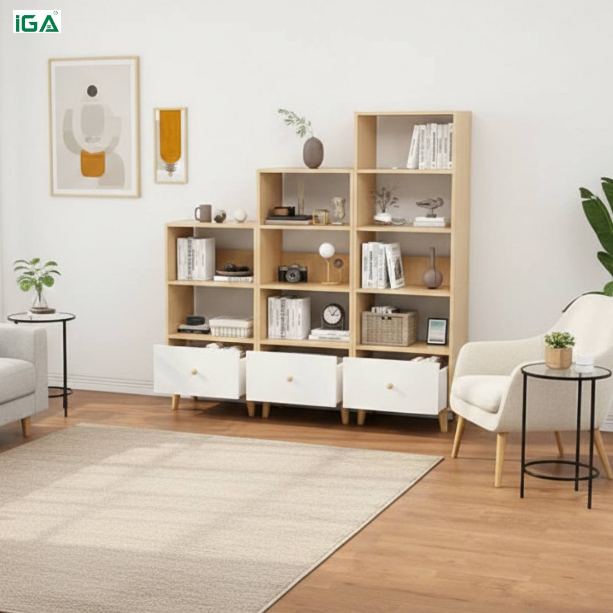 Kệ tủ độc đáo tại không gian tiếp khách