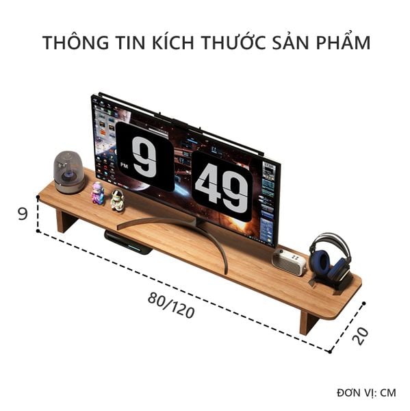 Kệ gỗ để màn hình máy tính GA28 chia sẻ kích thước cụ thể