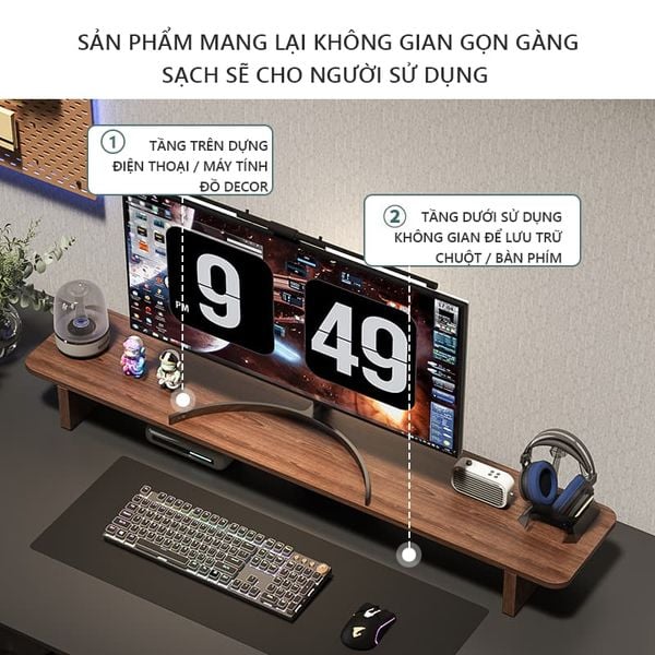 Kệ gỗ để màn hình máy tính GA28 mang đến không gian tiết kiệm