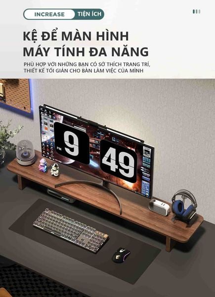 Kệ gỗ để màn hình máy tính GA28 với chất liệu bền và dễ vệ sinh