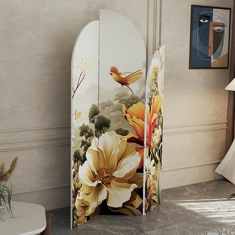 tấm bình phong họa tiết hoa lá chim