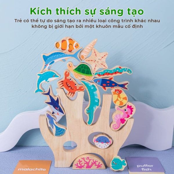 Đồ chơi xếp tầng động vật đại dương cho bé - TOY17 kích thích sự sáng tạo cho bé