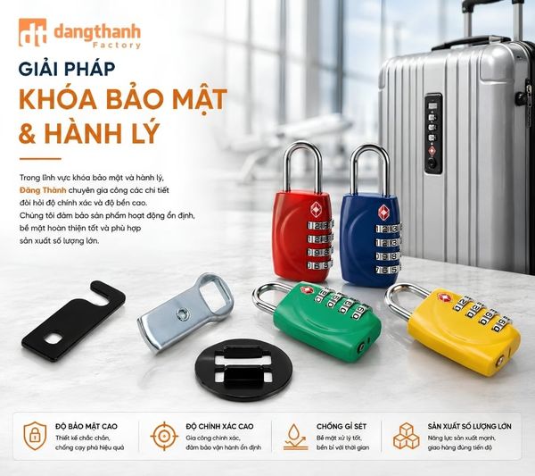 Các mẫu khóa bảo mật và phụ kiện kim loại cho vali hành lý