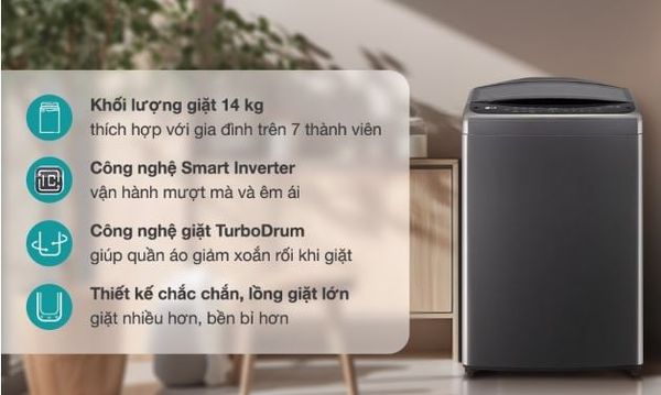Máy giặt LG TurboDrum Inverter 14 kg T2514VBTB