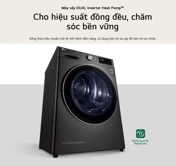 Máy sấy LG DUAL Inverter Heat Pump 9kg màu đen DVHP09B